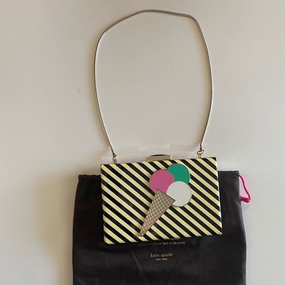 KATE SPADE "MISS PENNY'S" VINYL EMANUELLE ICE CREAM FRAME BOX CLUTCH - Picture 5 of 11